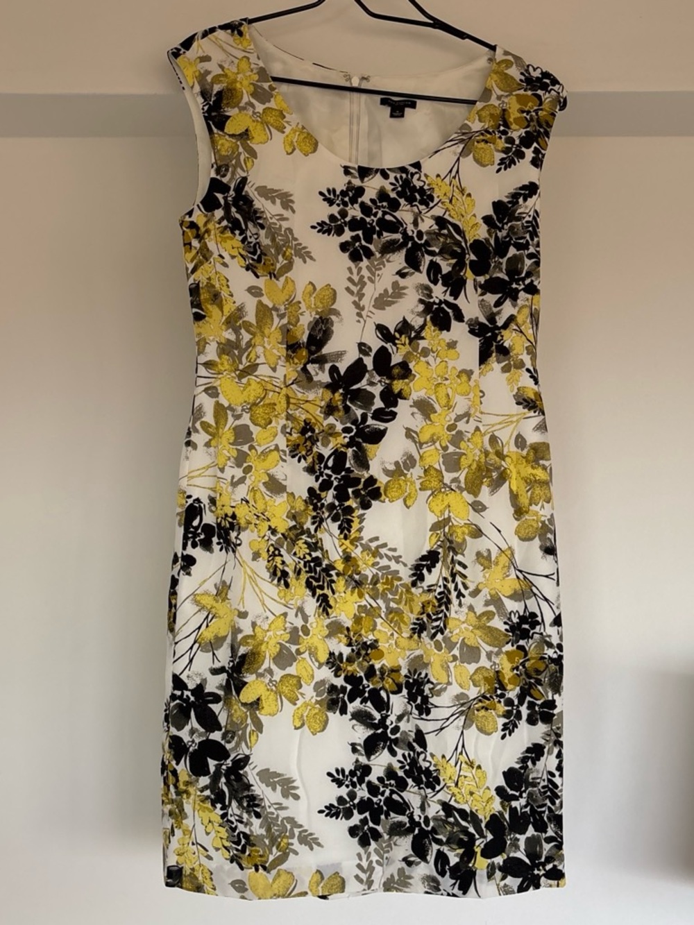 Ann Taylor Yellow, Black & White Floral Midi Dress